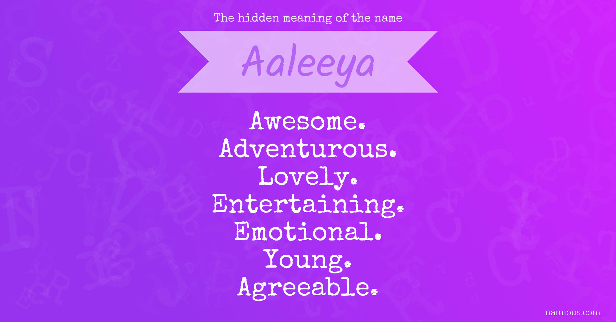 The hidden meaning of the name Aaleeya