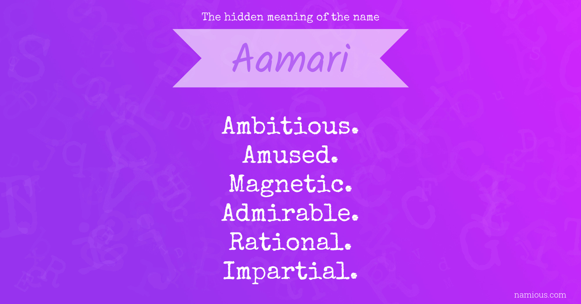 The hidden meaning of the name Aamari