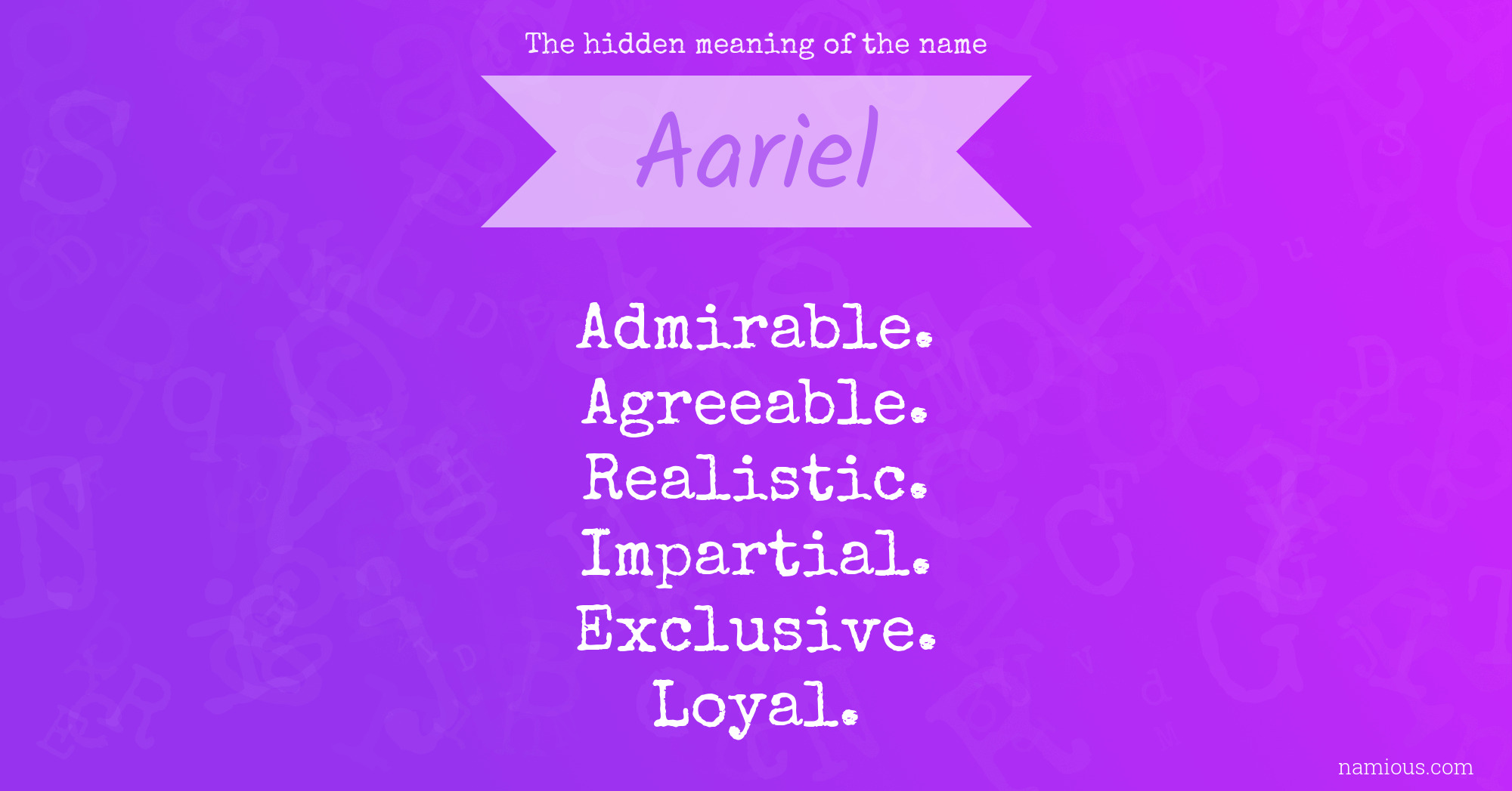 The hidden meaning of the name Aariel