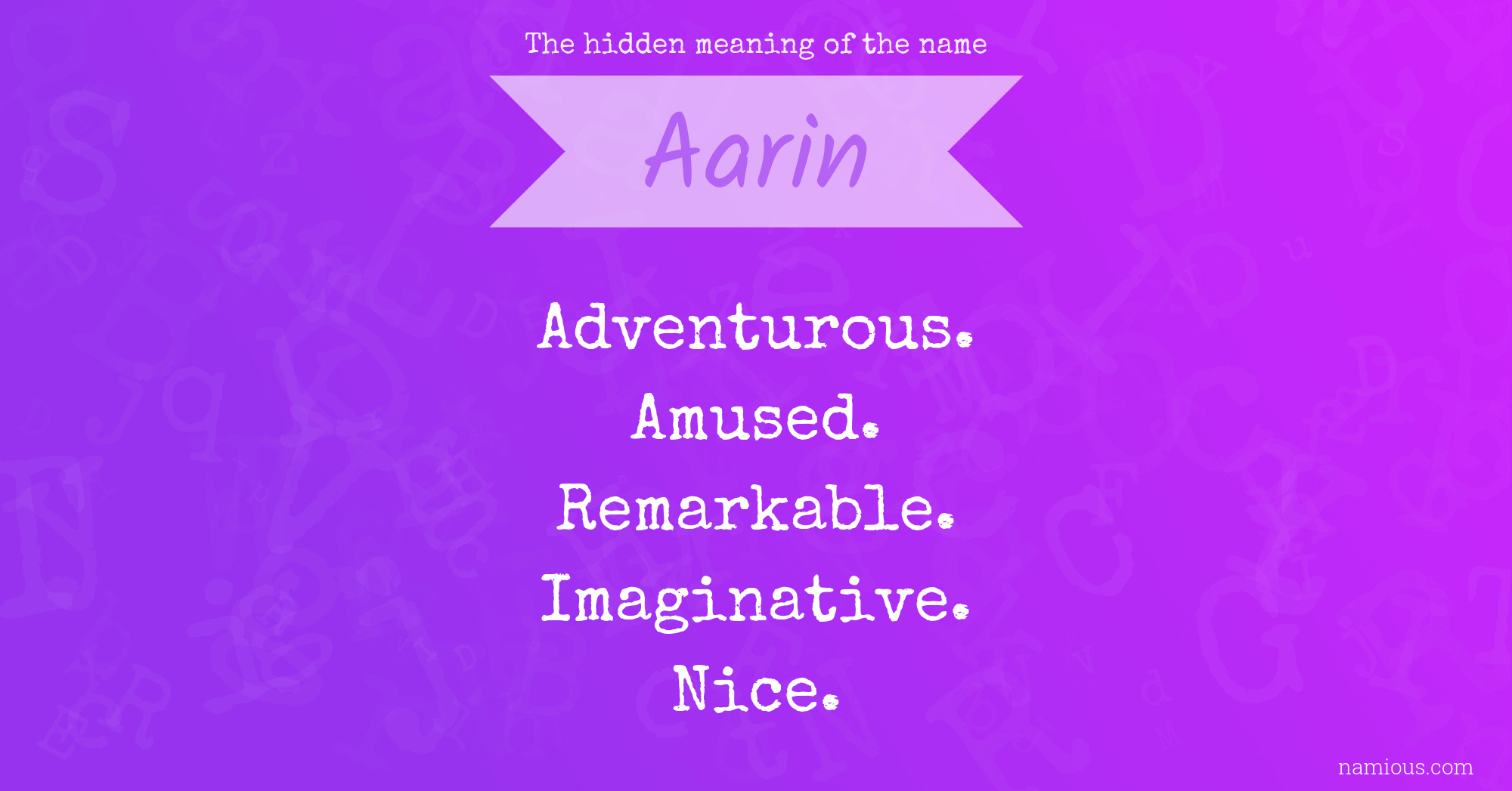 The hidden meaning of the name Aarin