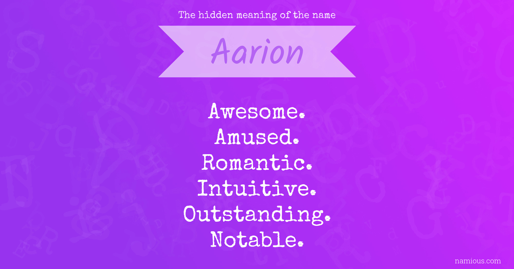 The hidden meaning of the name Aarion