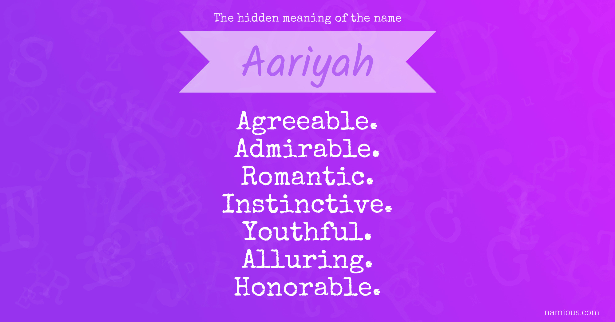 The hidden meaning of the name Aariyah