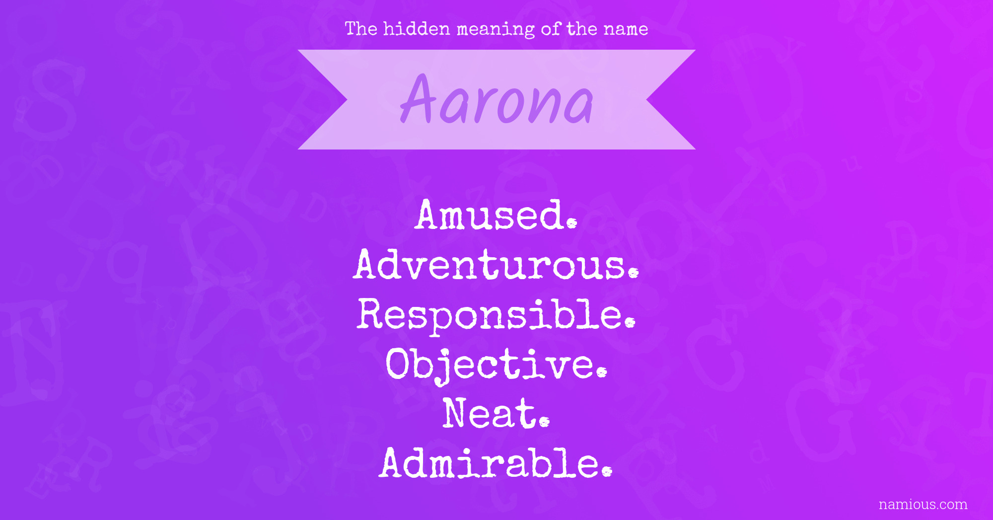 The hidden meaning of the name Aarona