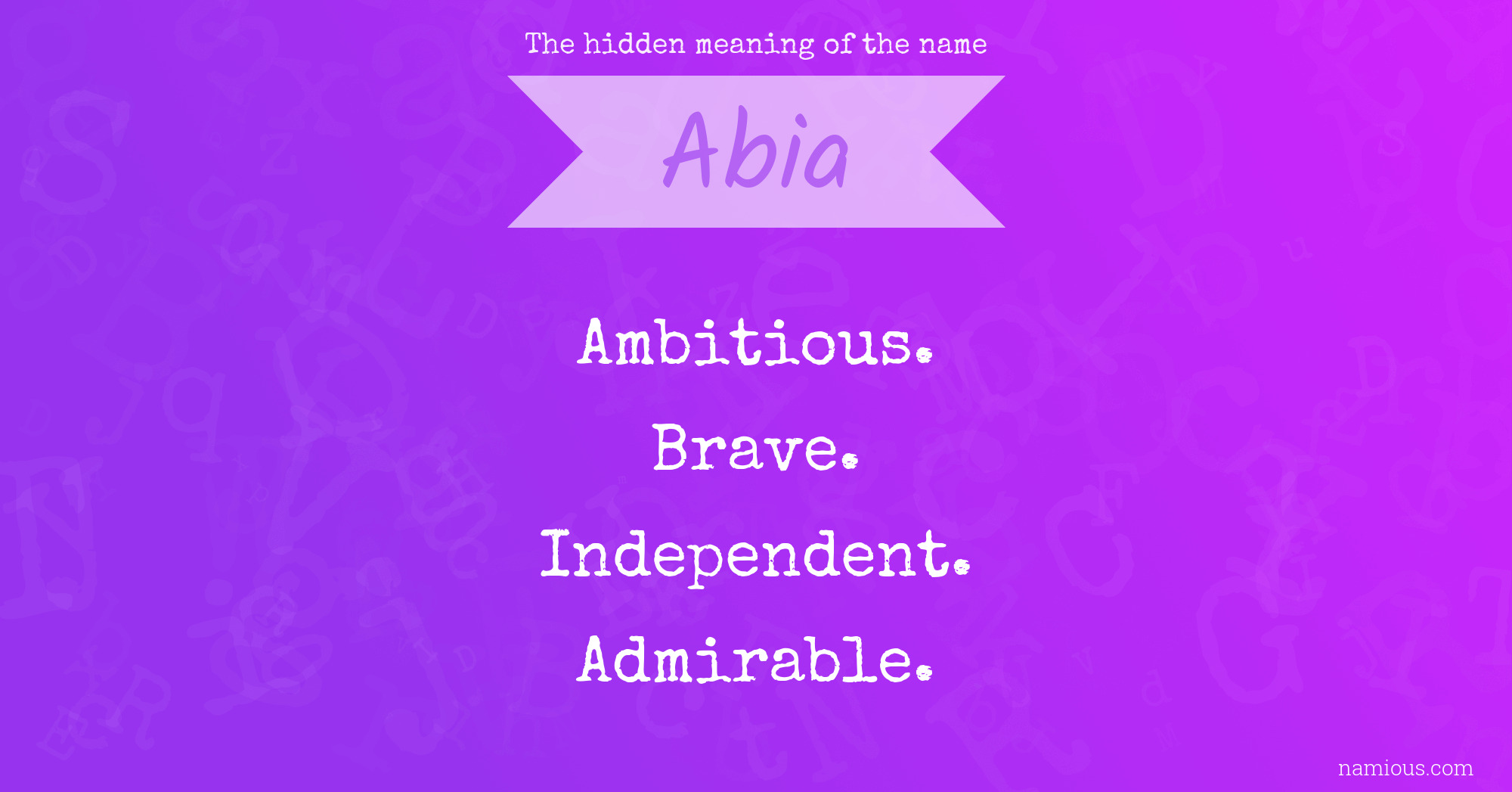 The hidden meaning of the name Abia