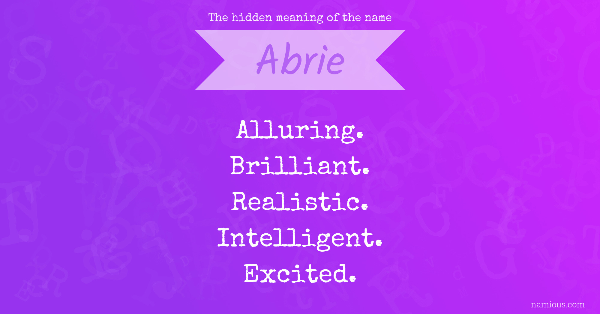 The hidden meaning of the name Abrie