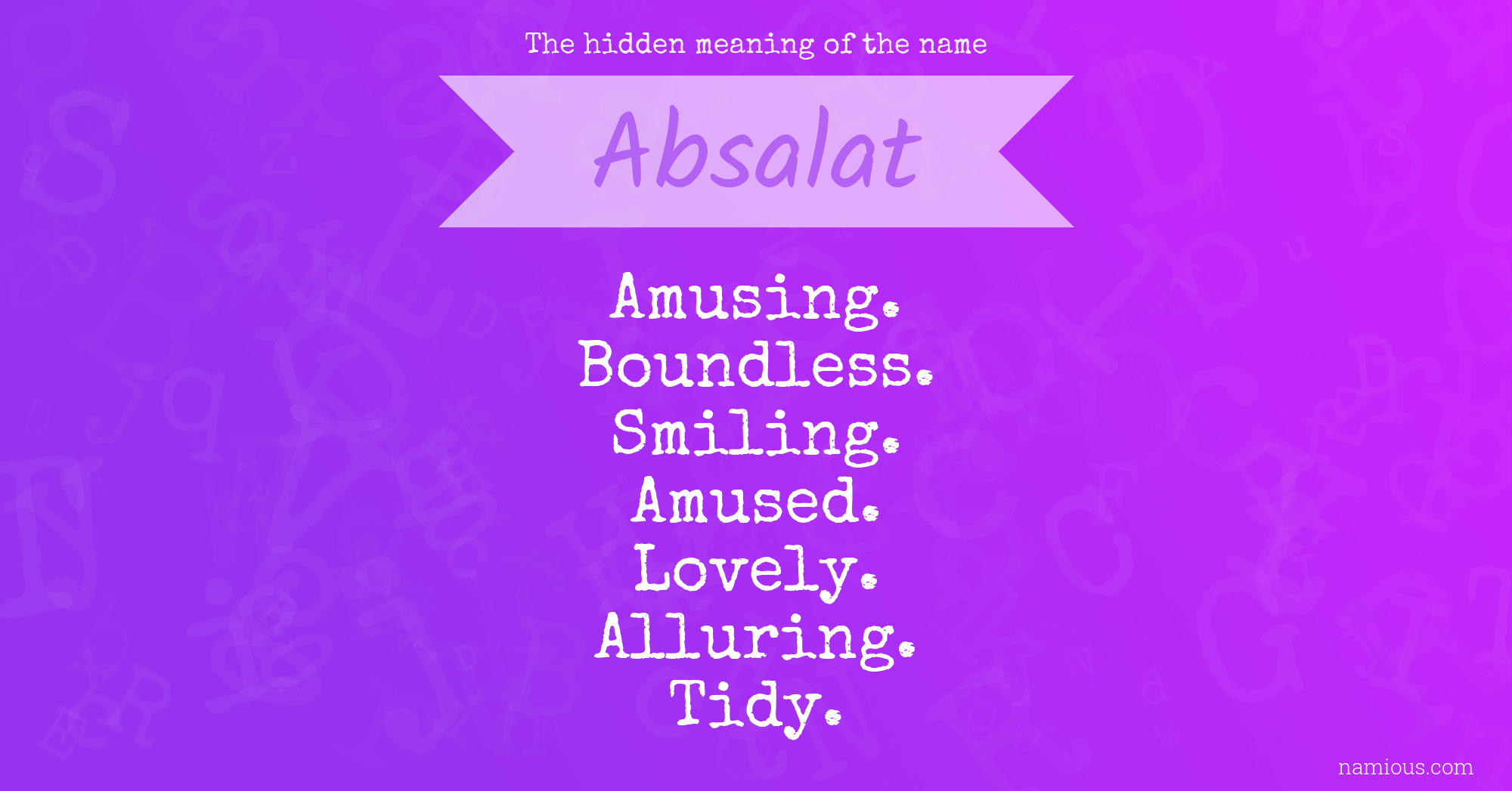 The hidden meaning of the name Absalat