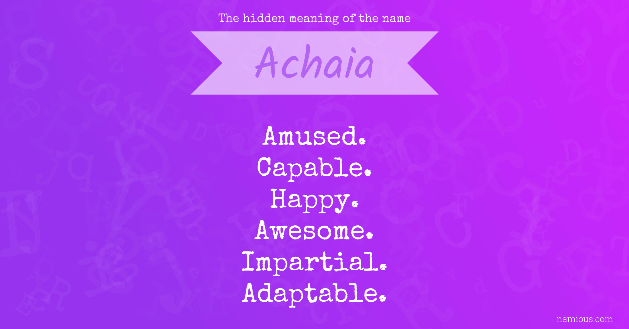 The hidden meaning of the name Achaia