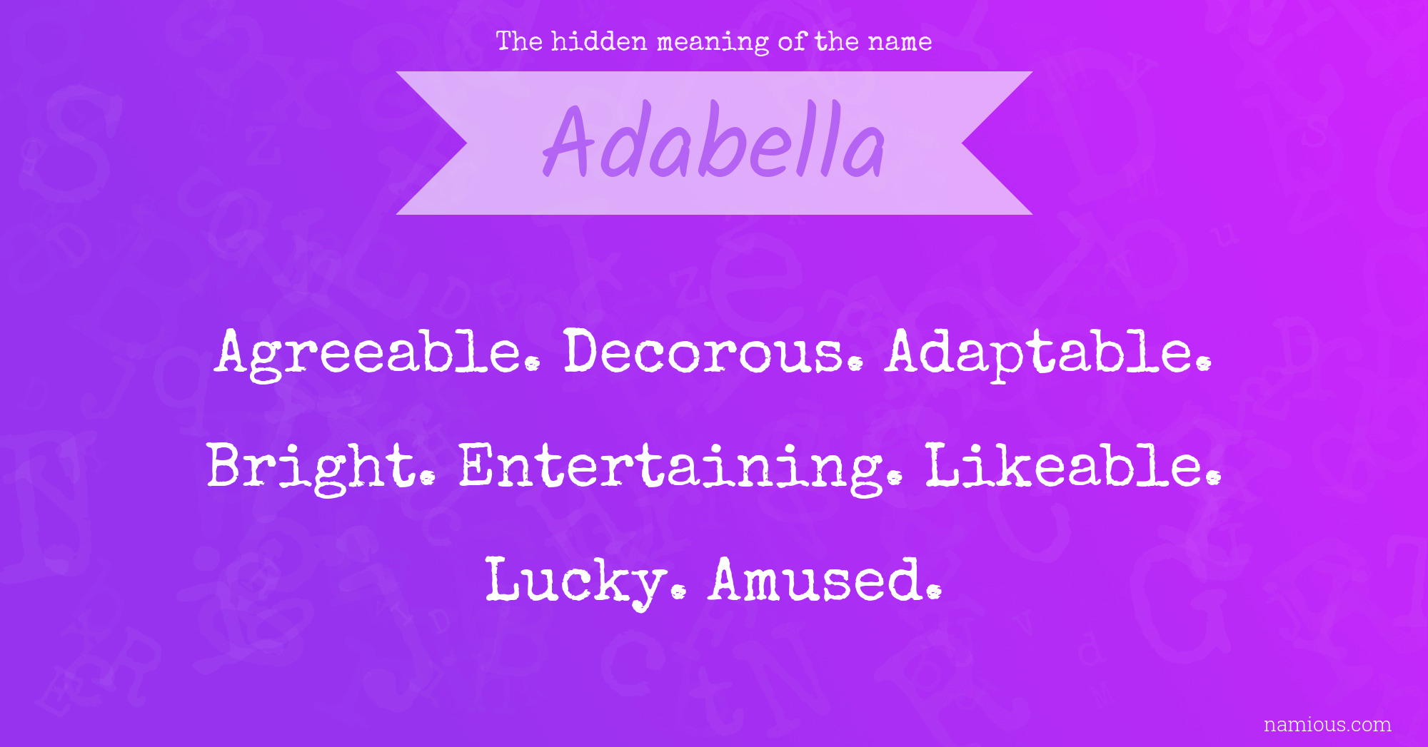 The hidden meaning of the name Adabella