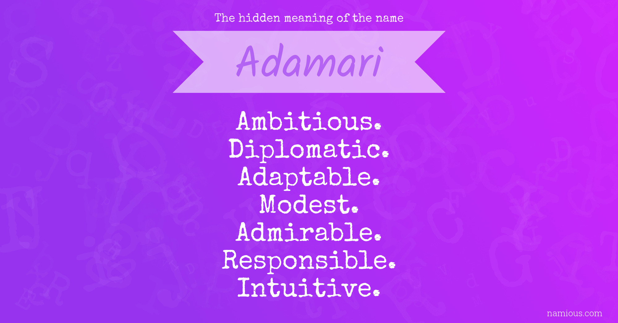 The hidden meaning of the name Adamari