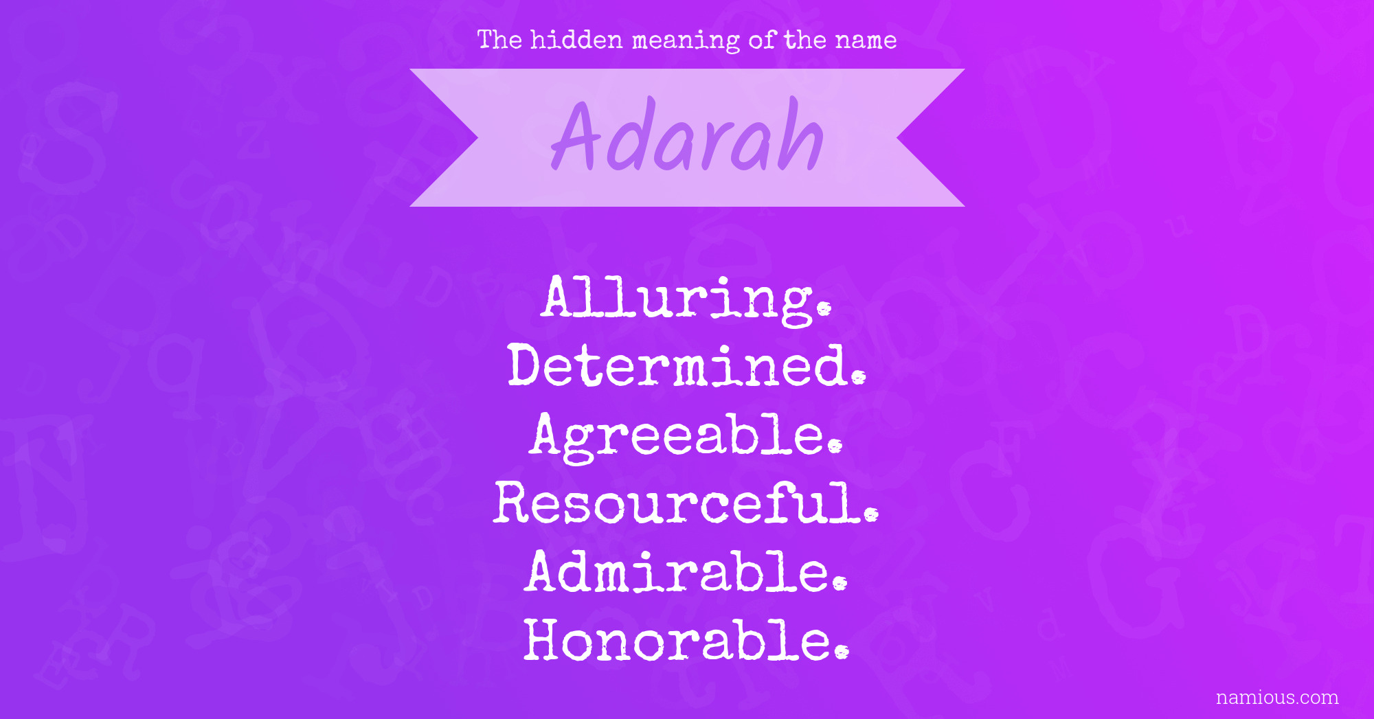 The hidden meaning of the name Adarah