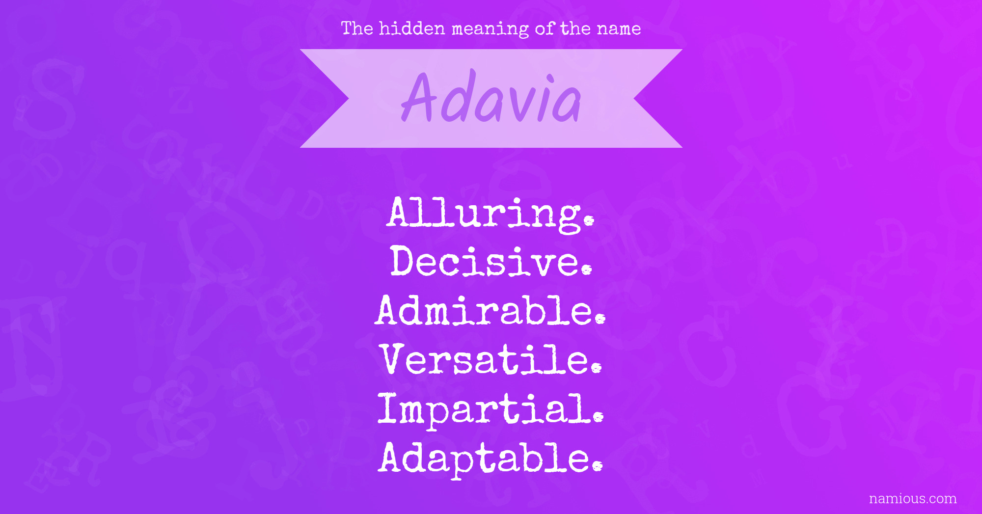 The hidden meaning of the name Adavia