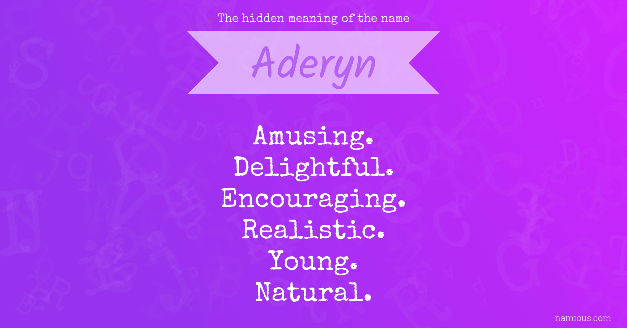 The hidden meaning of the name Aderyn