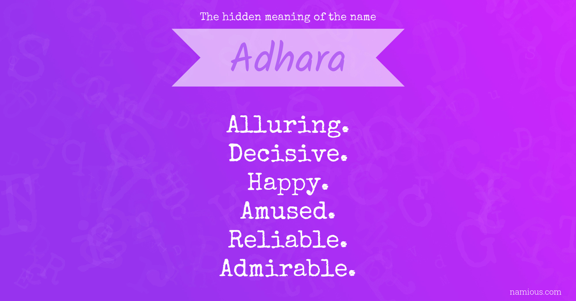 The hidden meaning of the name Adhara