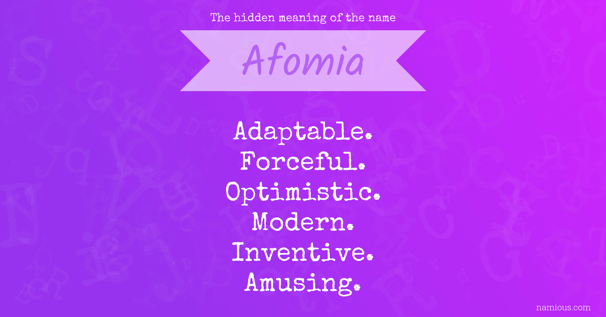 The hidden meaning of the name Afomia