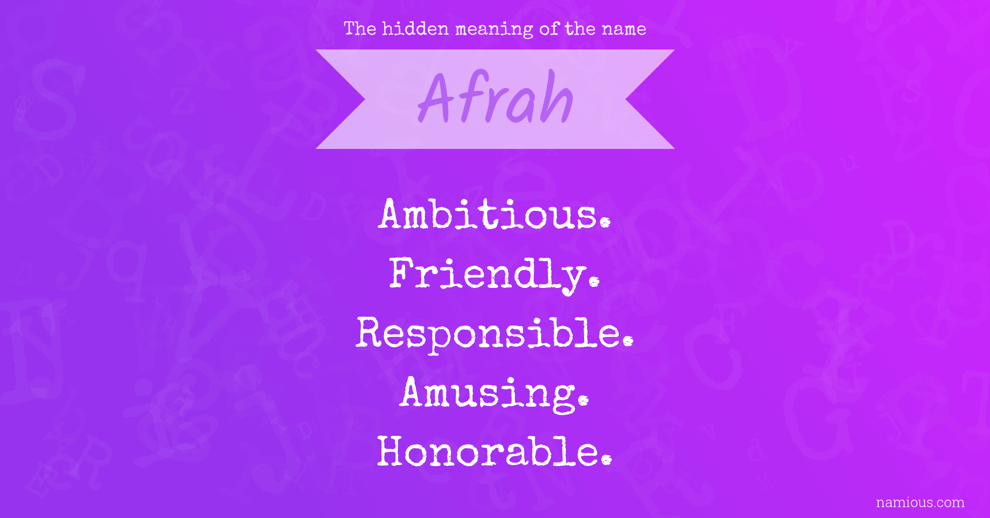 The hidden meaning of the name Afrah