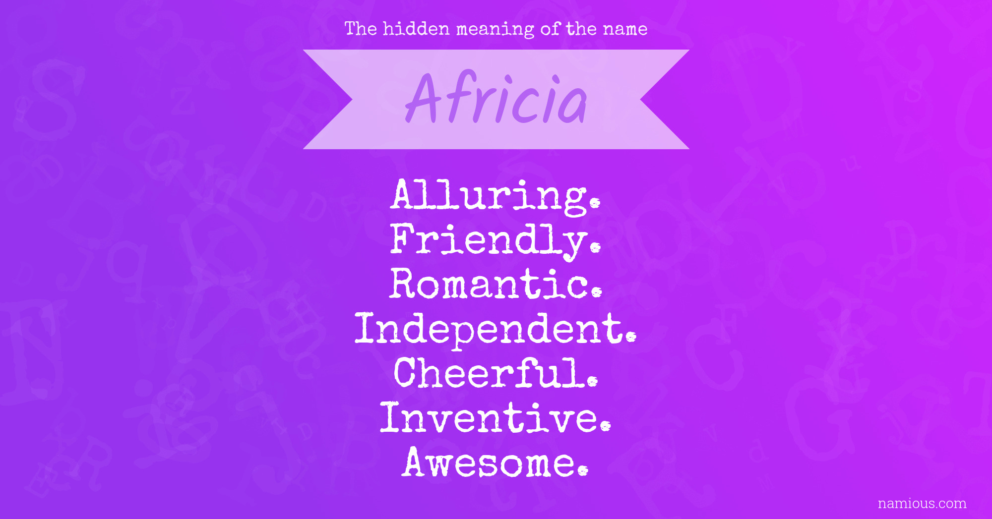 The hidden meaning of the name Africia