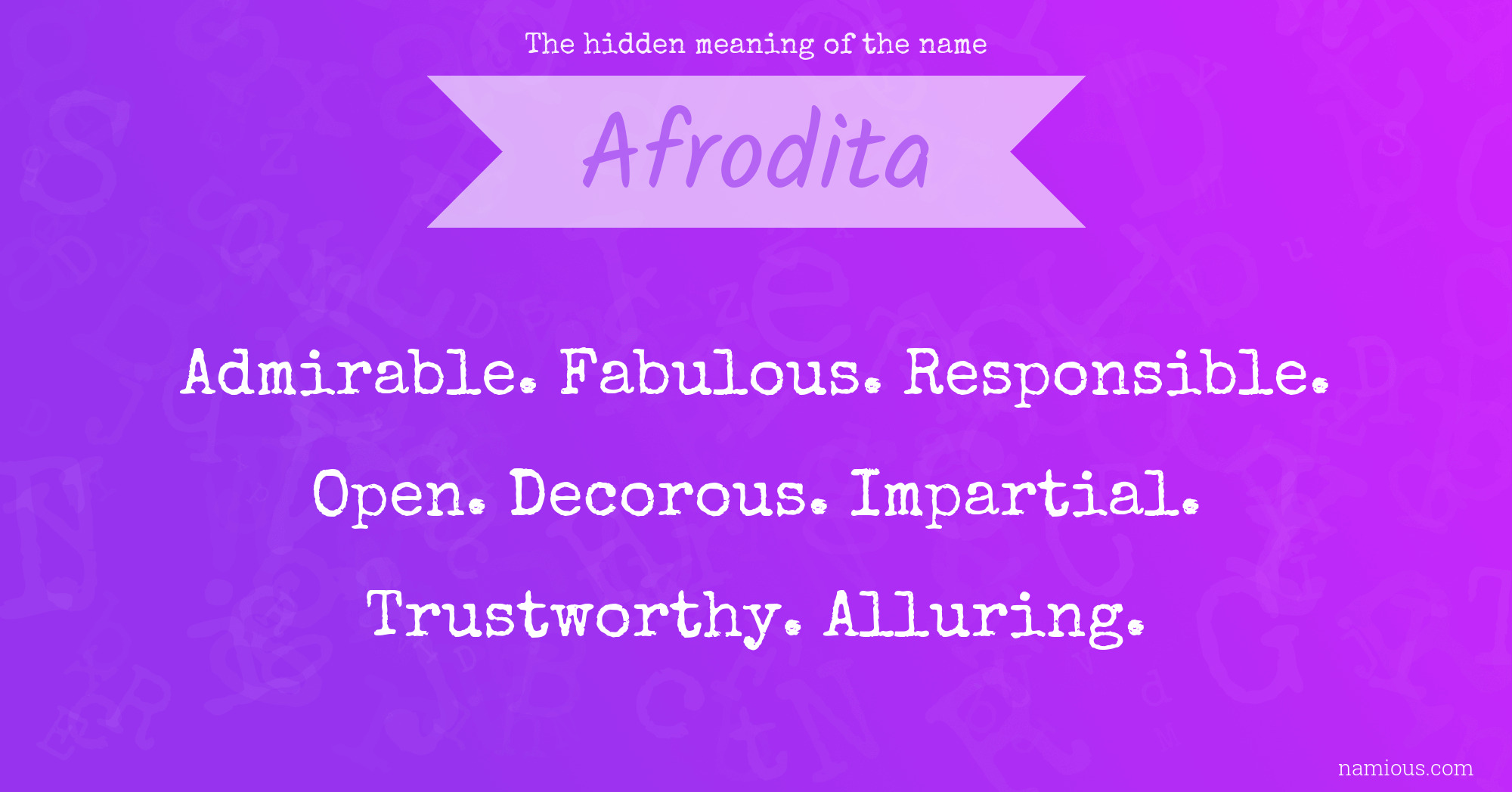 The hidden meaning of the name Afrodita