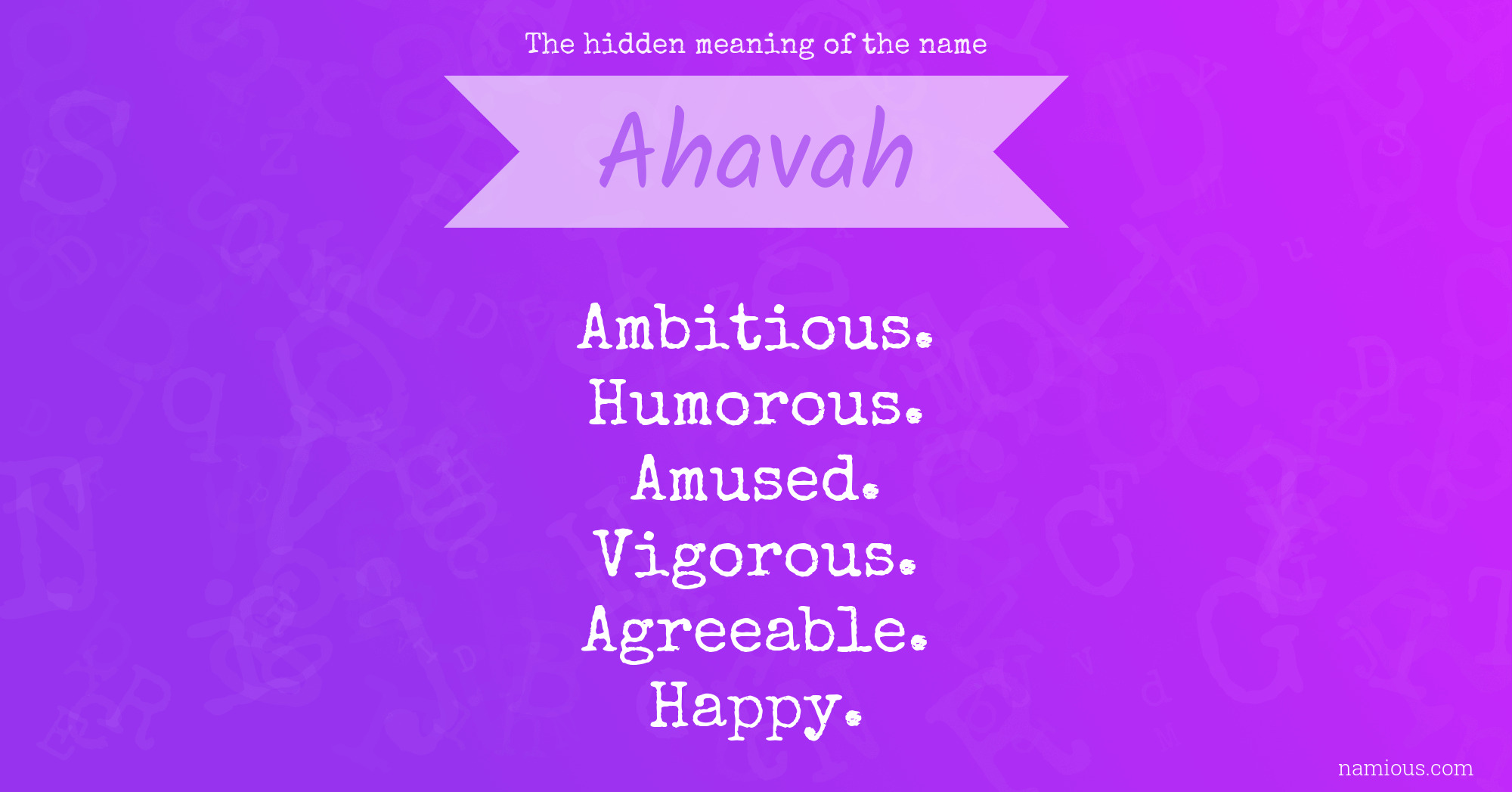 The hidden meaning of the name Ahavah