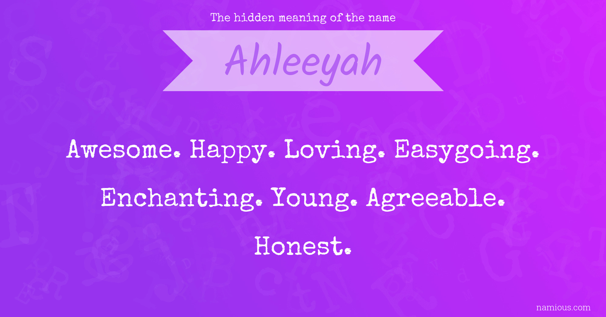 The hidden meaning of the name Ahleeyah