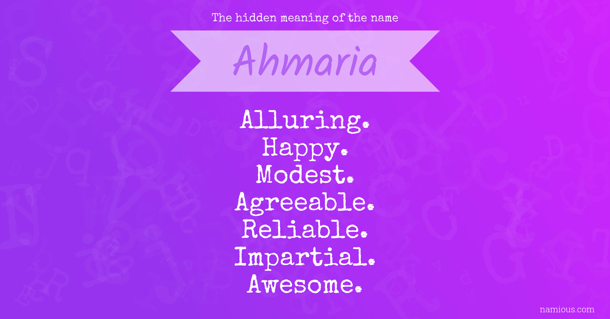 The hidden meaning of the name Ahmaria