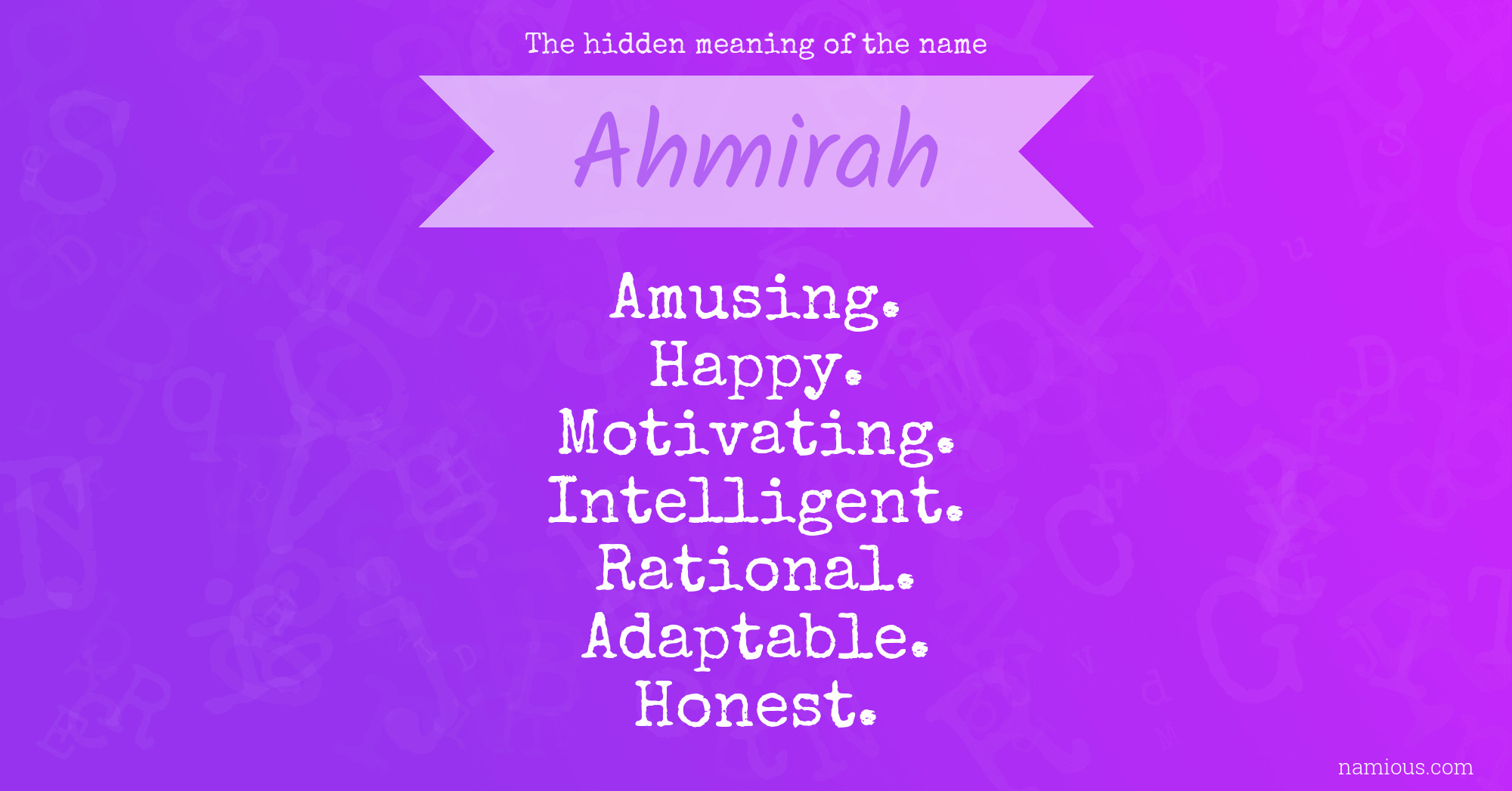 The hidden meaning of the name Ahmirah