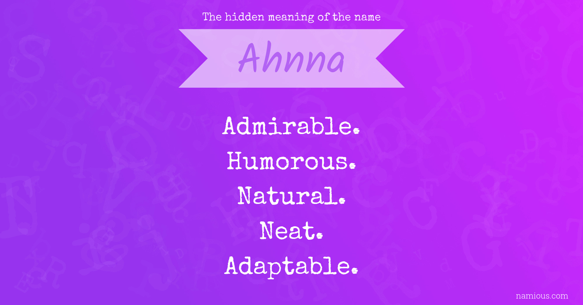 The hidden meaning of the name Ahnna