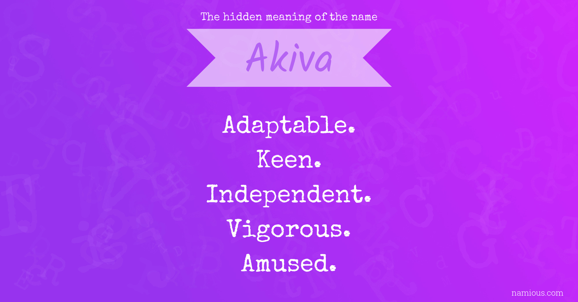 The hidden meaning of the name Akiva