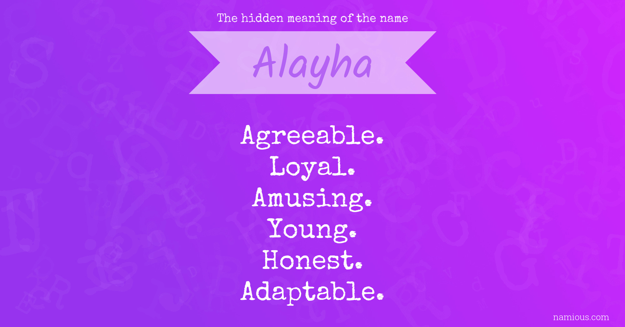 The hidden meaning of the name Alayha