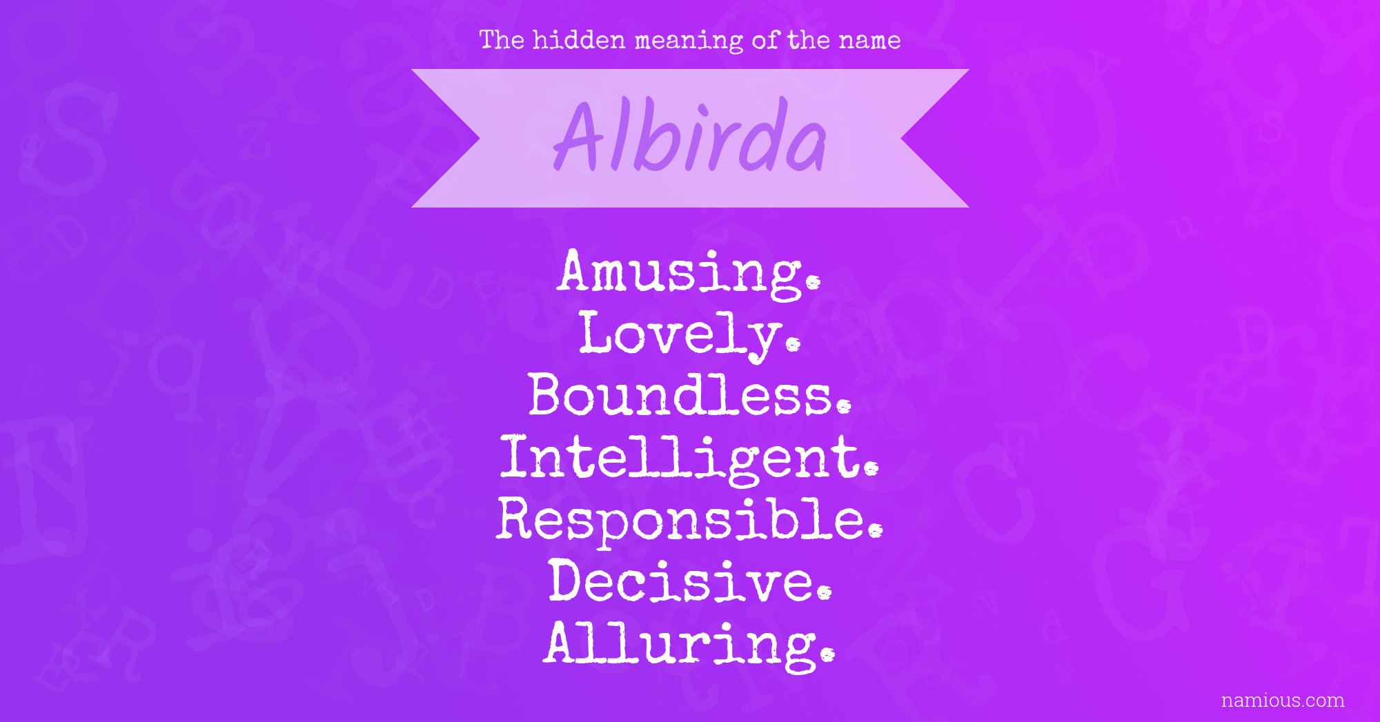 The hidden meaning of the name Albirda