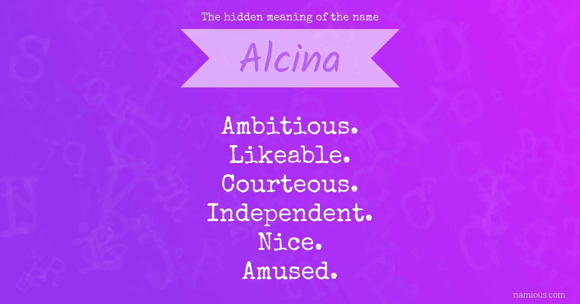 The hidden meaning of the name Alcina