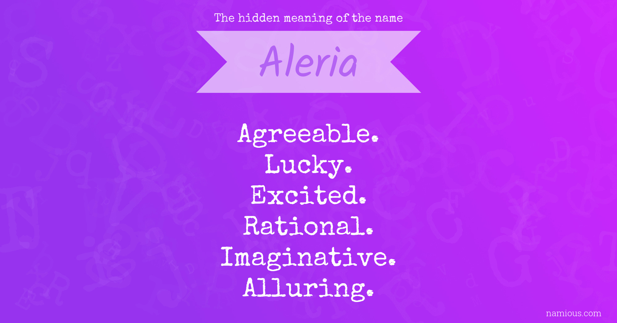 The hidden meaning of the name Aleria