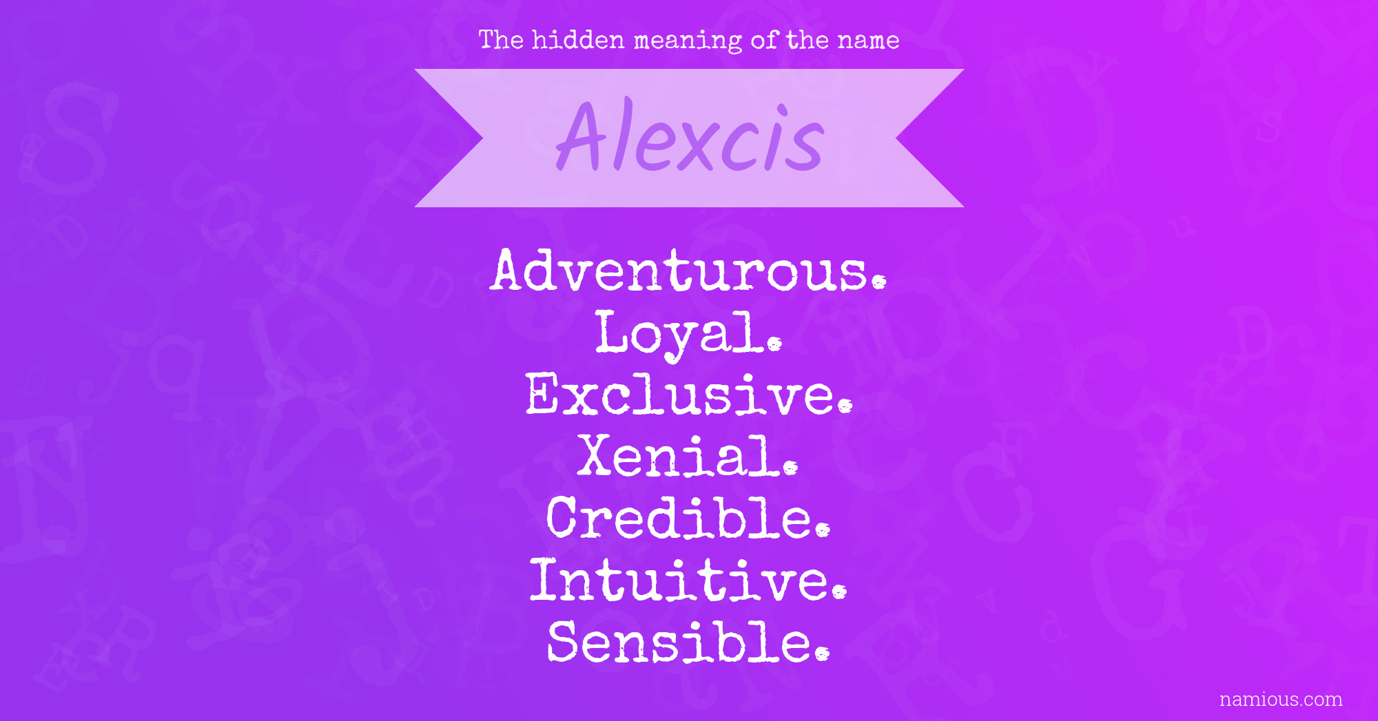 The hidden meaning of the name Alexcis