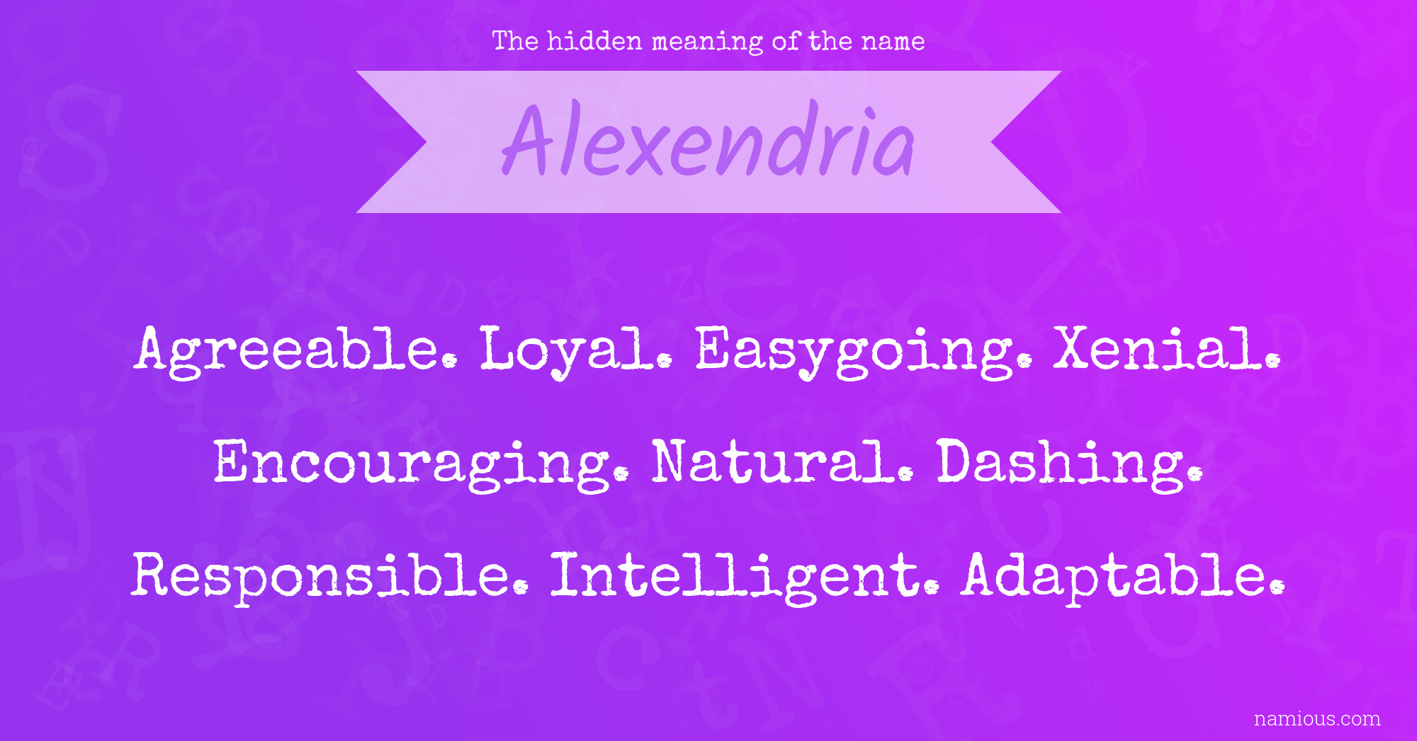 The hidden meaning of the name Alexendria