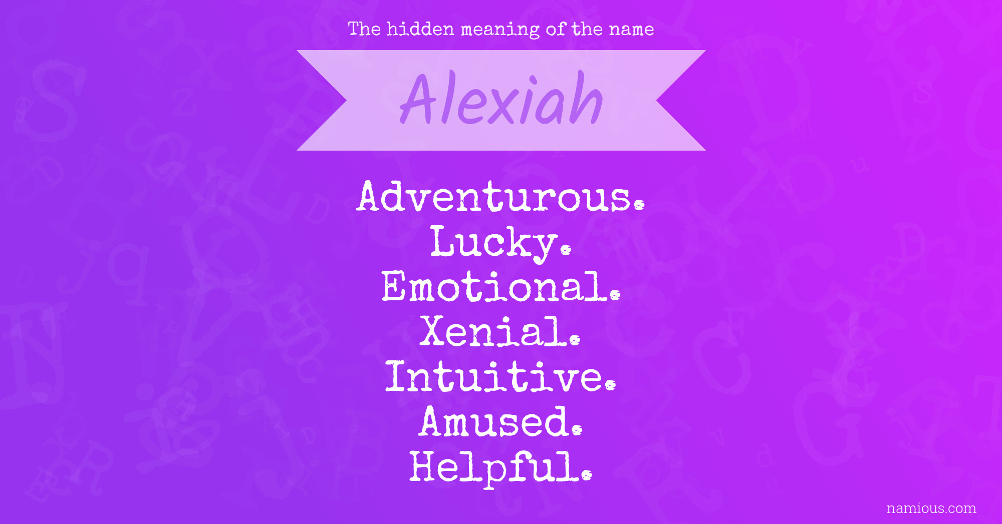 The hidden meaning of the name Alexiah