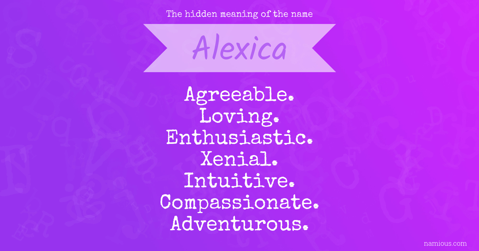 The hidden meaning of the name Alexica