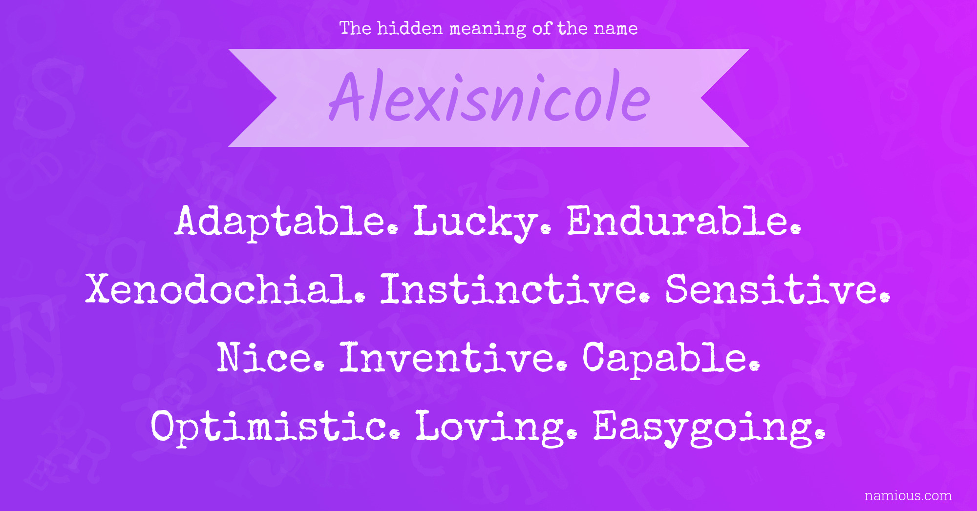 The hidden meaning of the name Alexisnicole