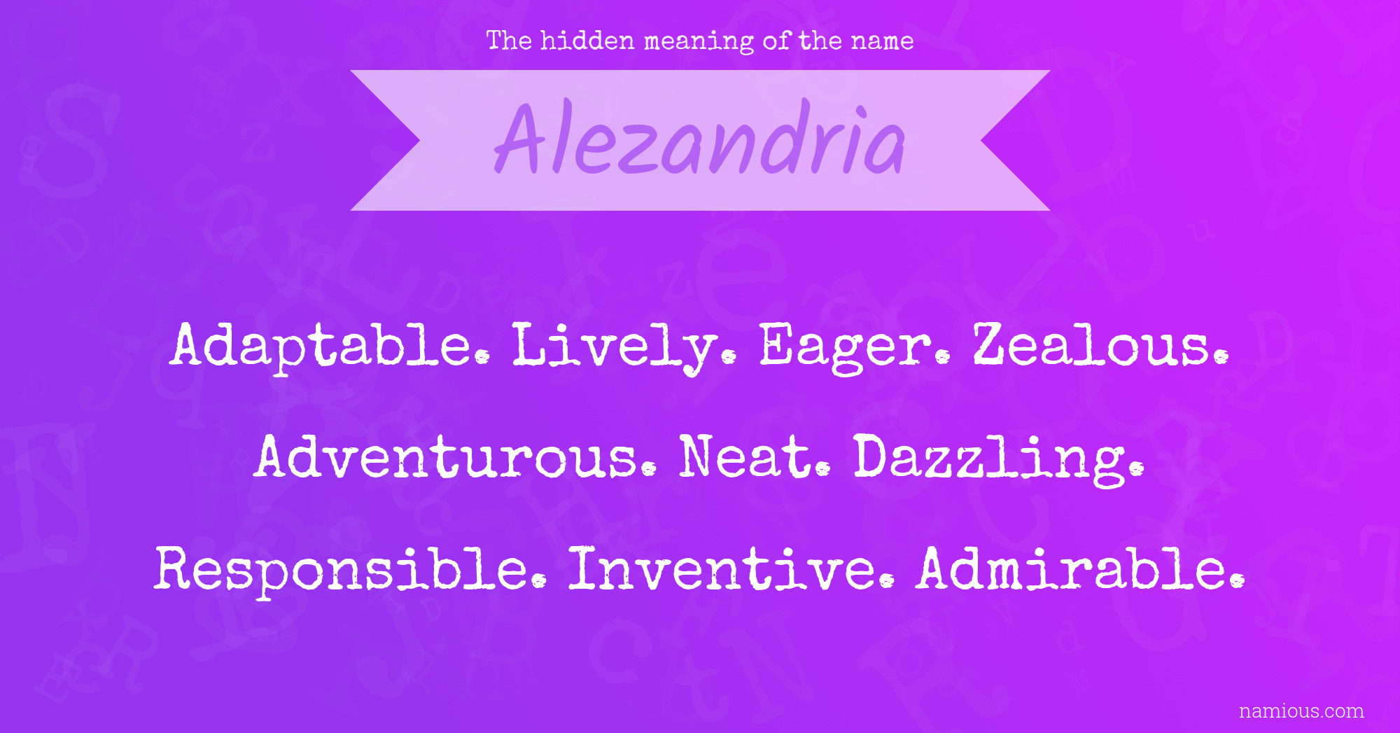 The hidden meaning of the name Alezandria