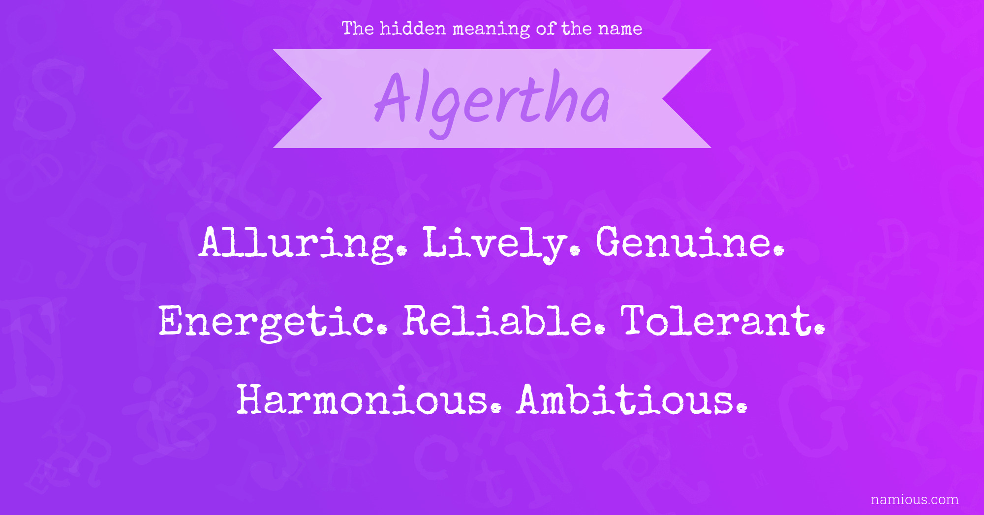 The hidden meaning of the name Algertha