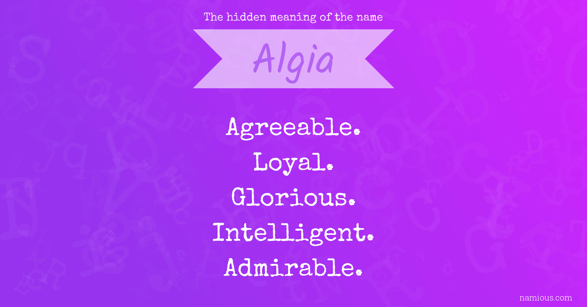 The hidden meaning of the name Algia