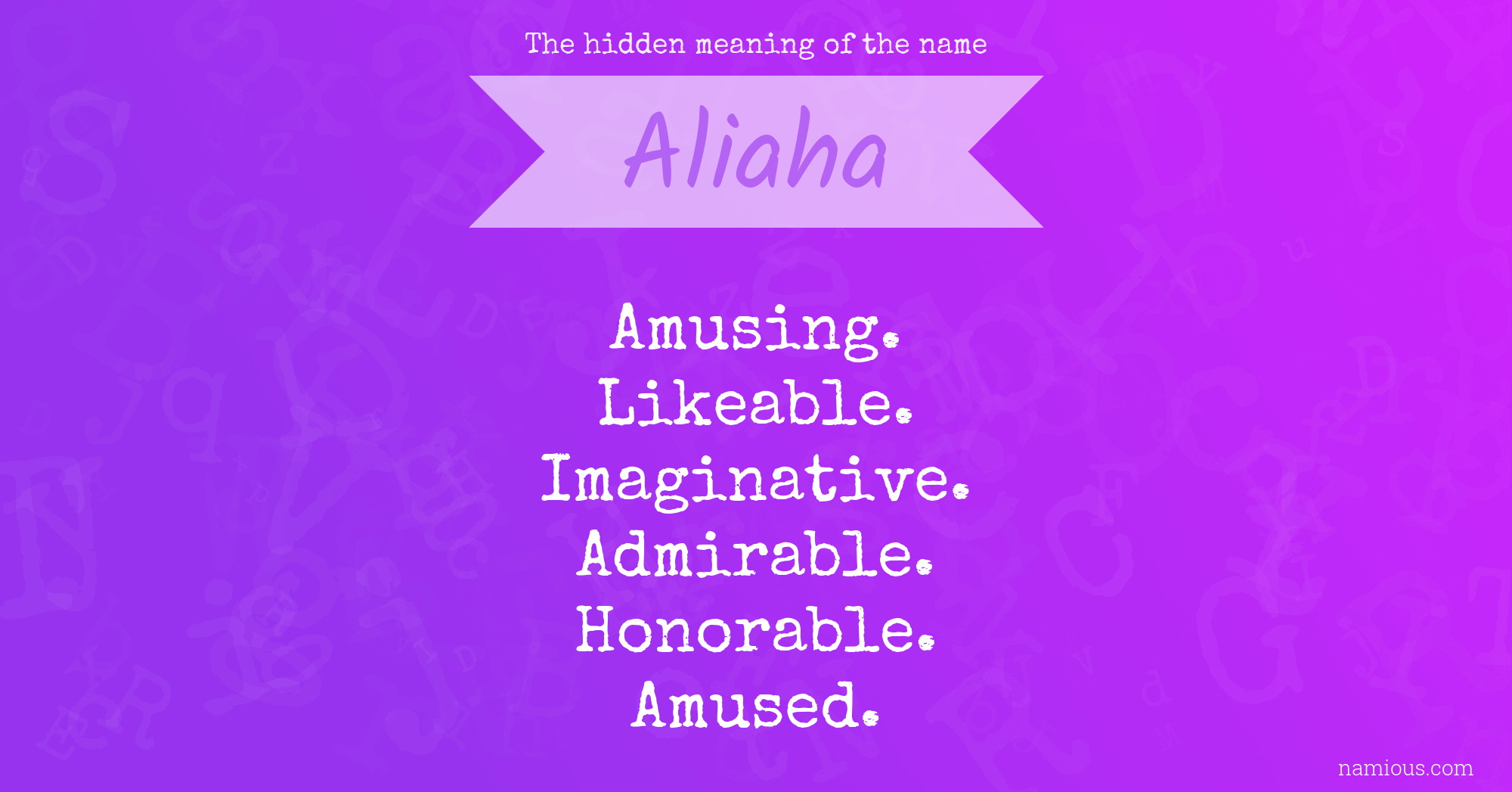 The hidden meaning of the name Aliaha