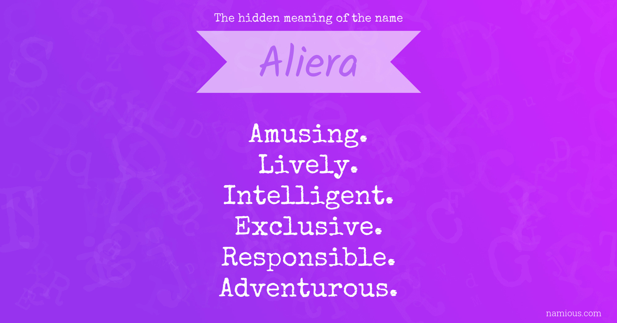 The hidden meaning of the name Aliera