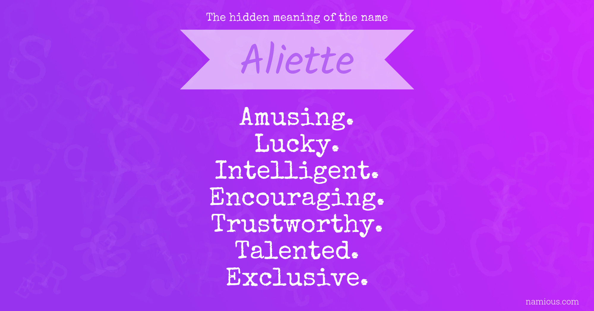 The hidden meaning of the name Aliette