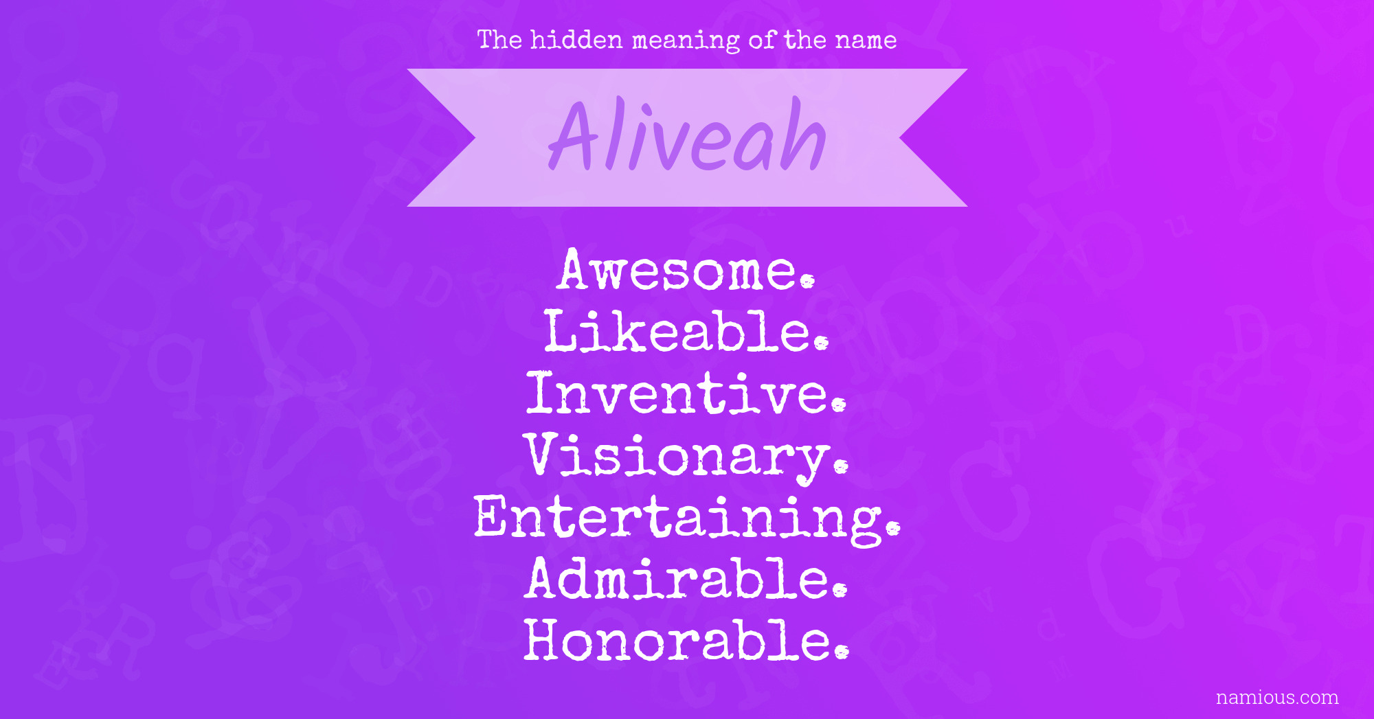 The hidden meaning of the name Aliveah