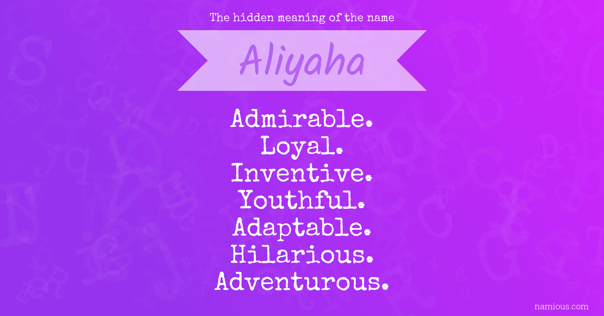 The hidden meaning of the name Aliyaha