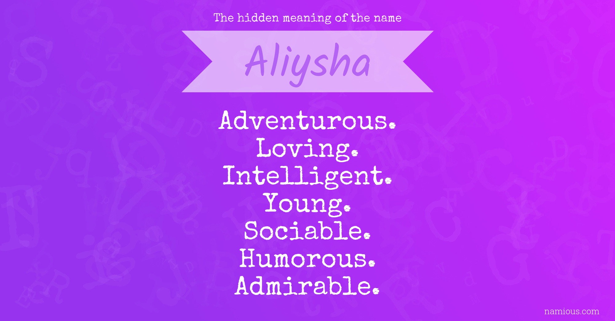 The hidden meaning of the name Aliysha