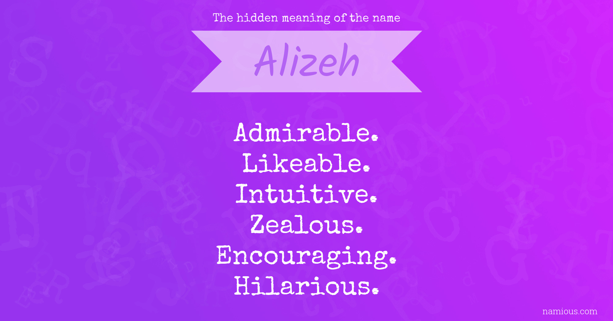 The hidden meaning of the name Alizeh