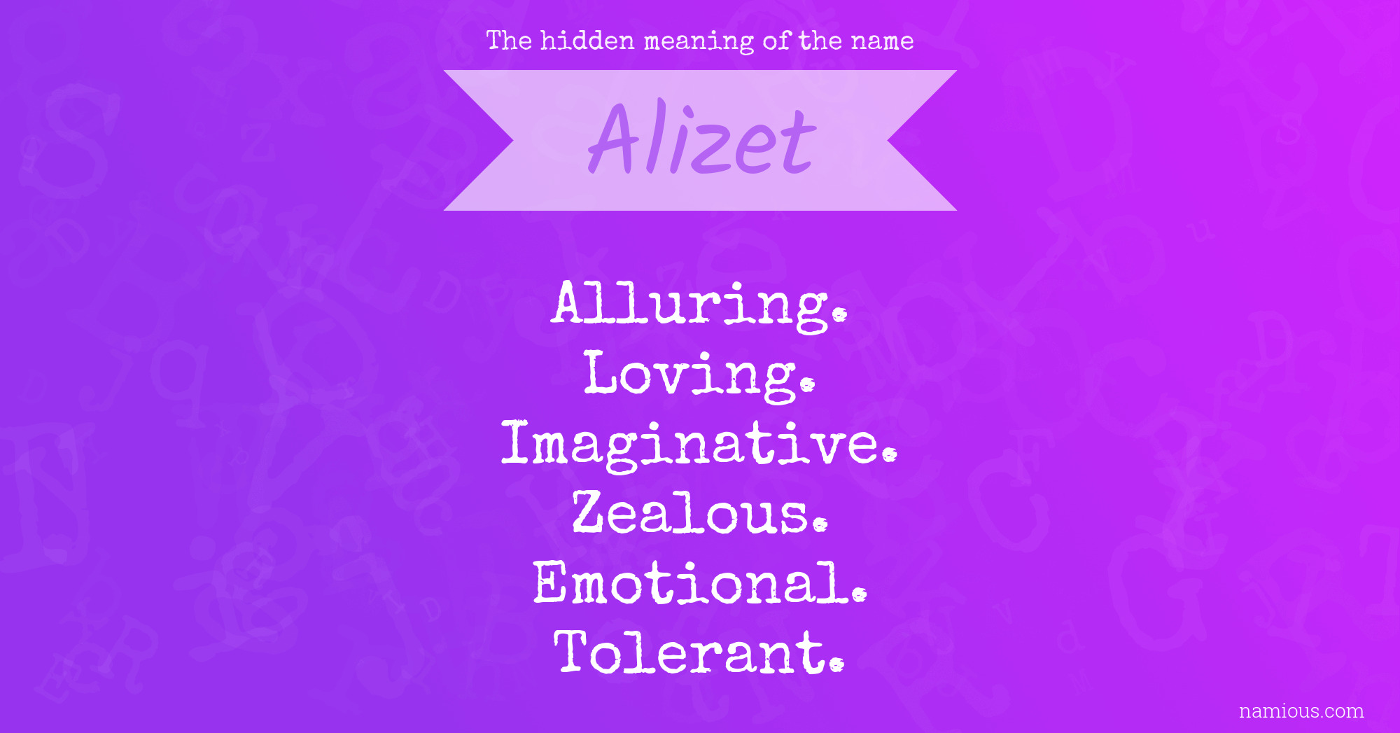 The hidden meaning of the name Alizet