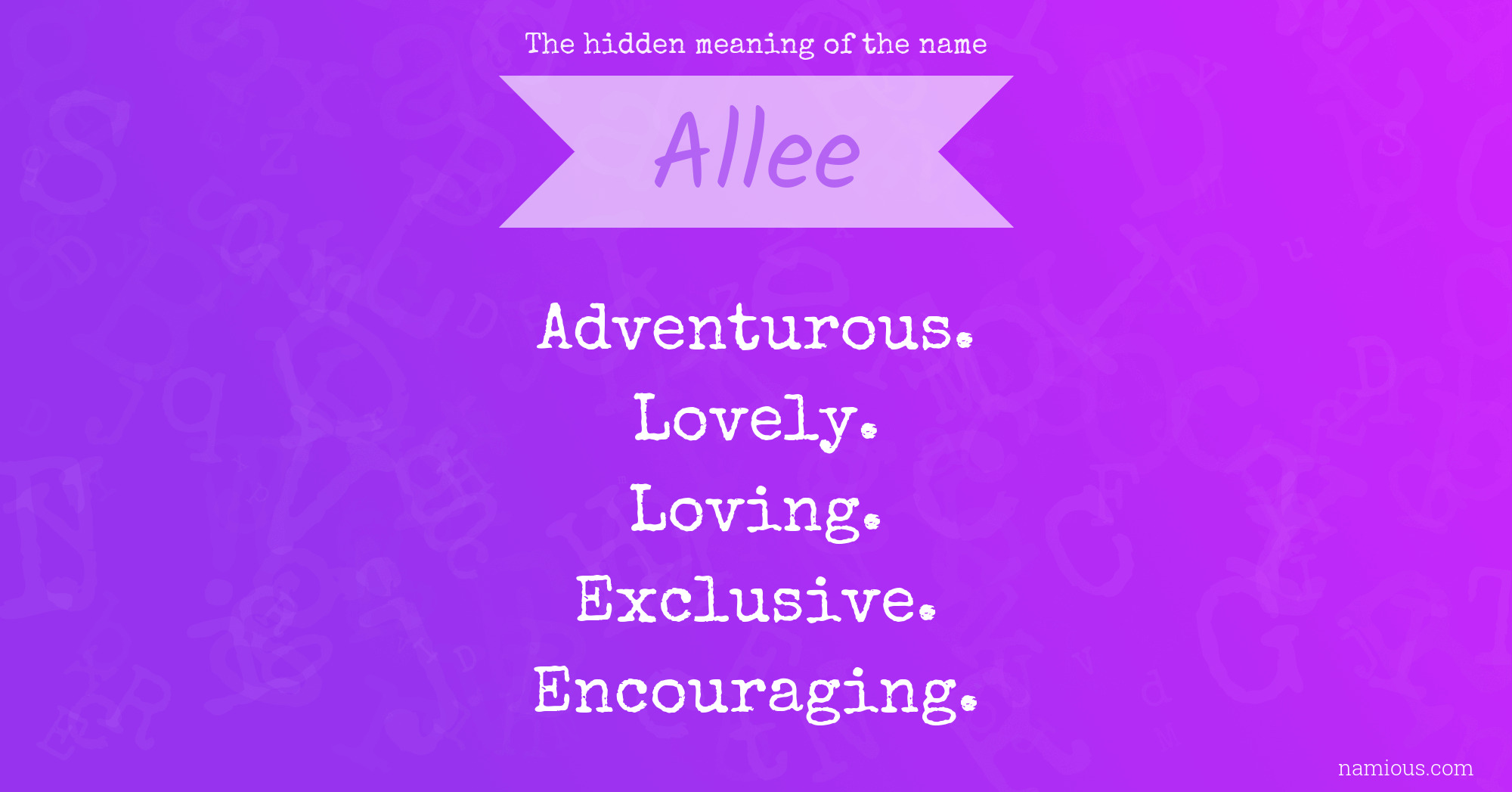 The hidden meaning of the name Allee