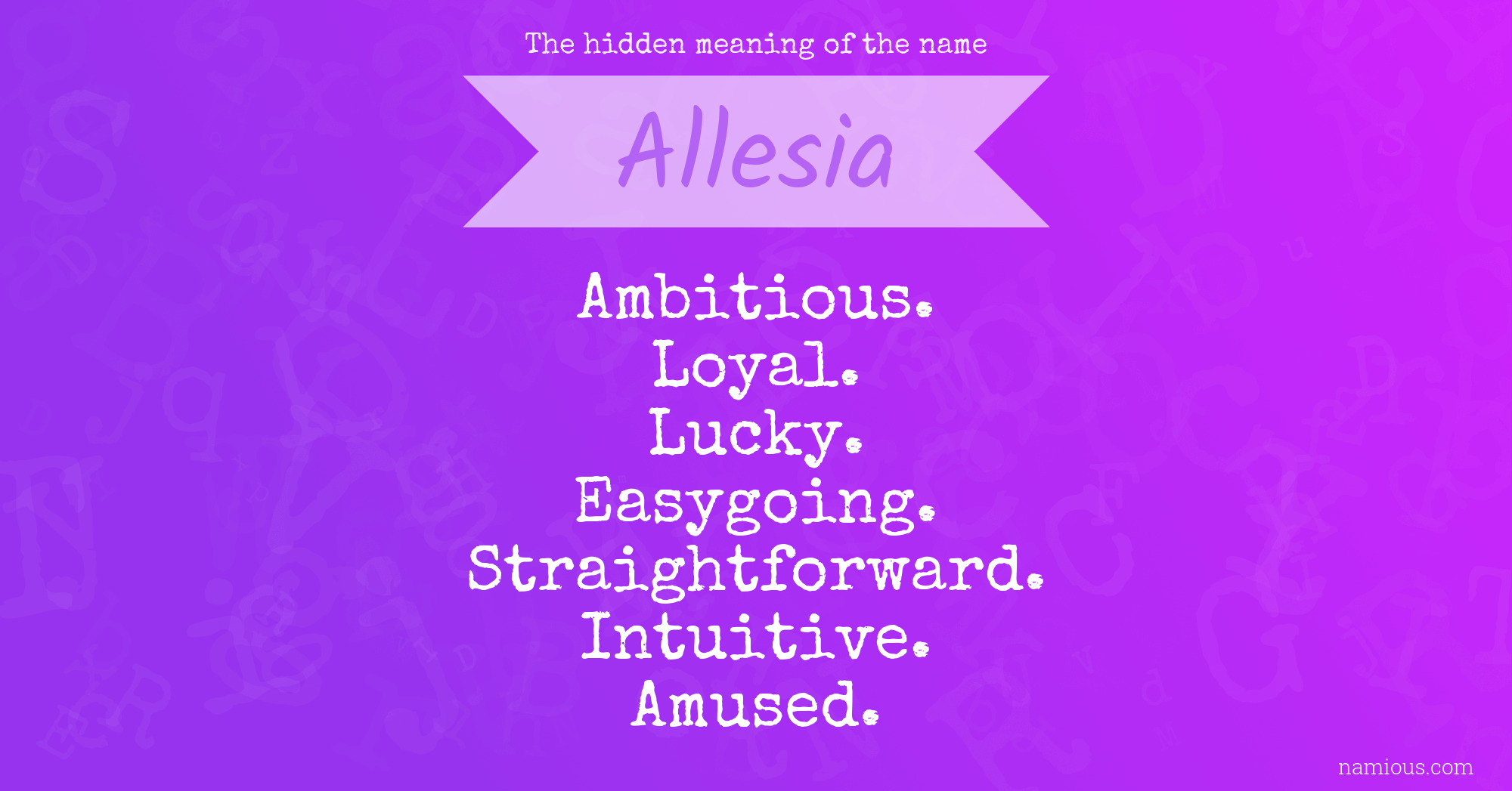 The hidden meaning of the name Allesia