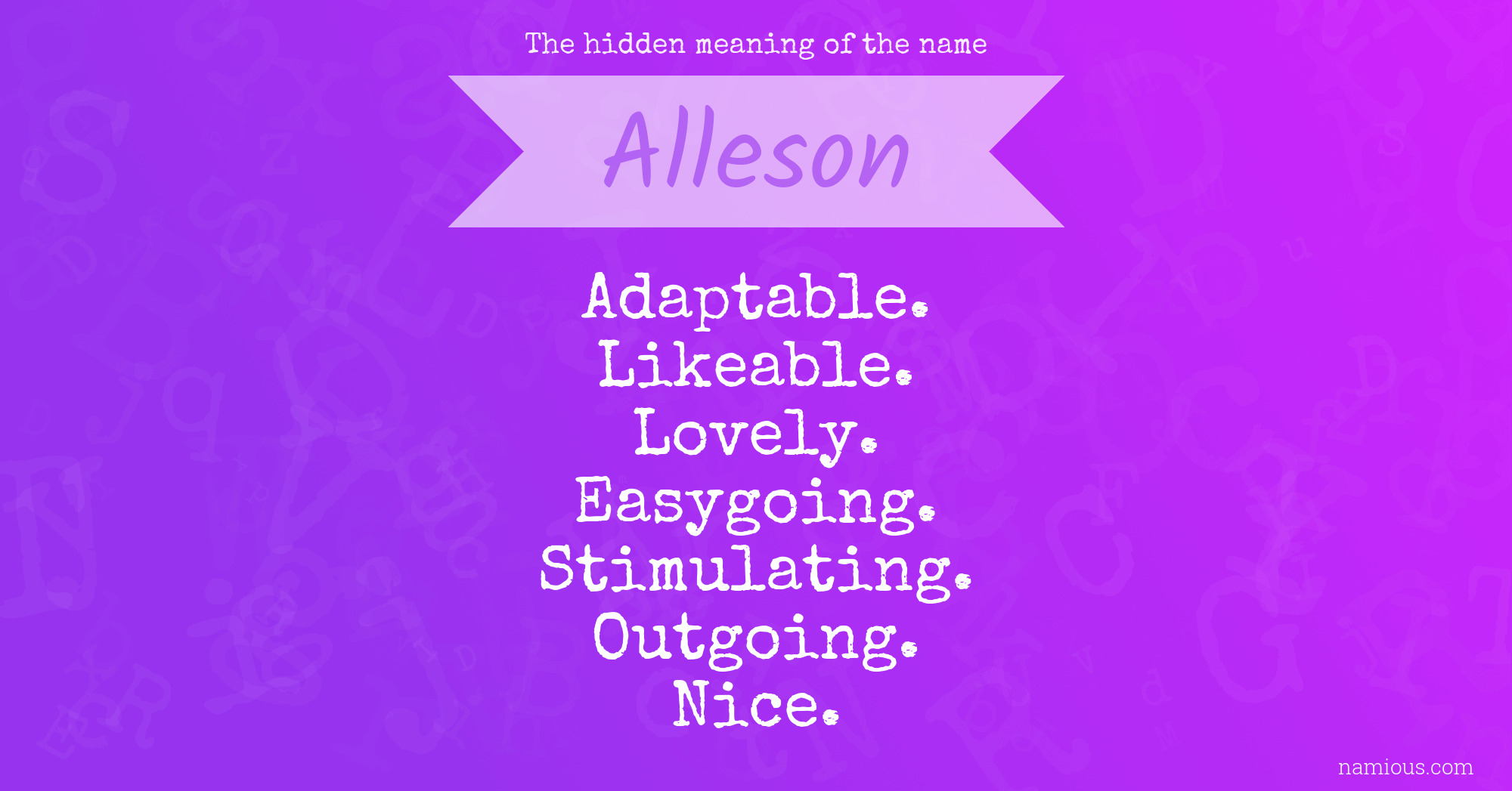 The hidden meaning of the name Alleson